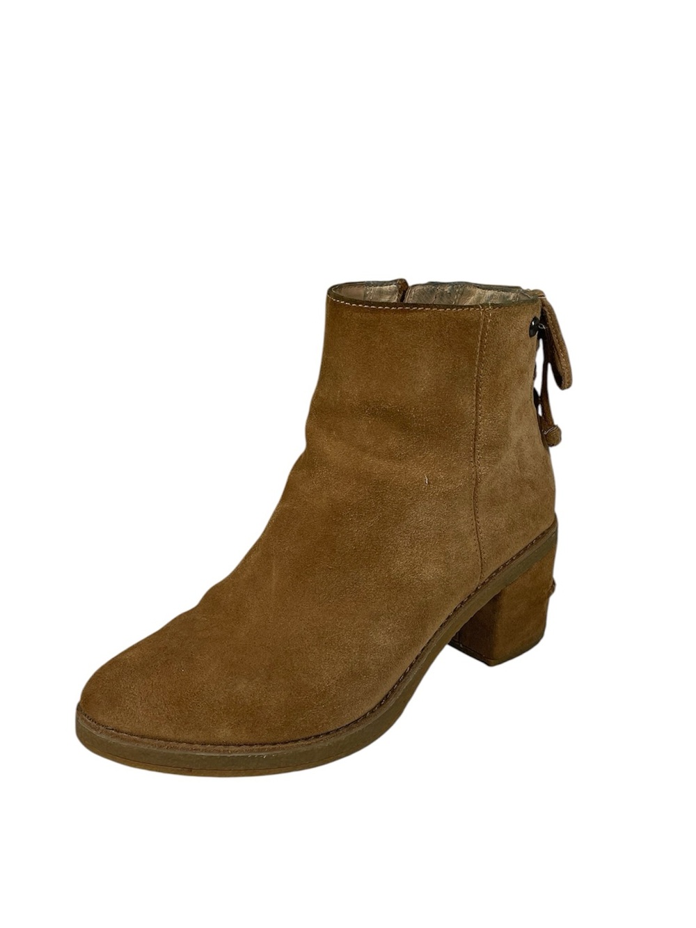 Ugg Corinne Ankle Boot Size 8.5 Suede Leather Upper Lace-up Detail Block Heel